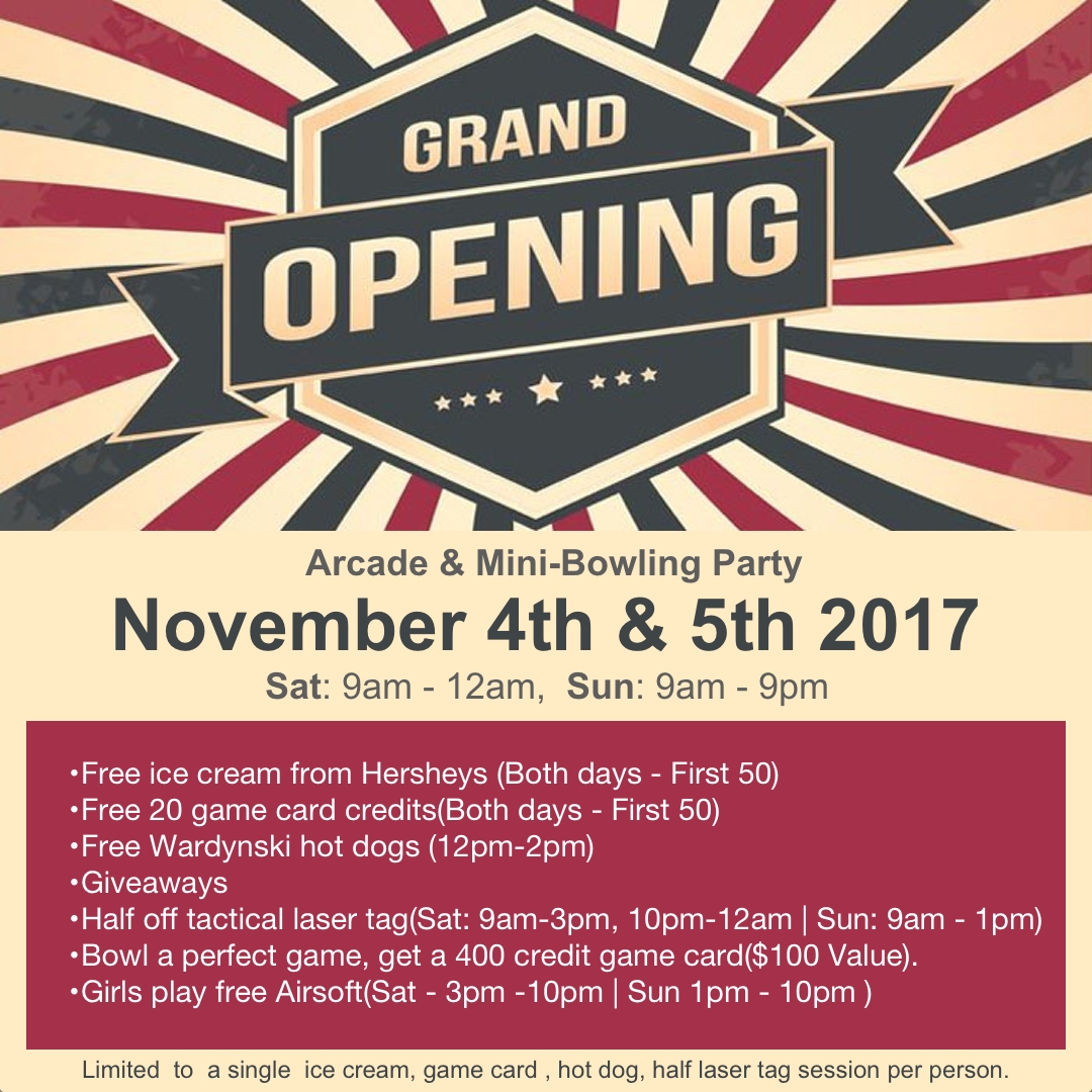 Buffalo Battleground: Arcade & Mini-bowling grand opening party